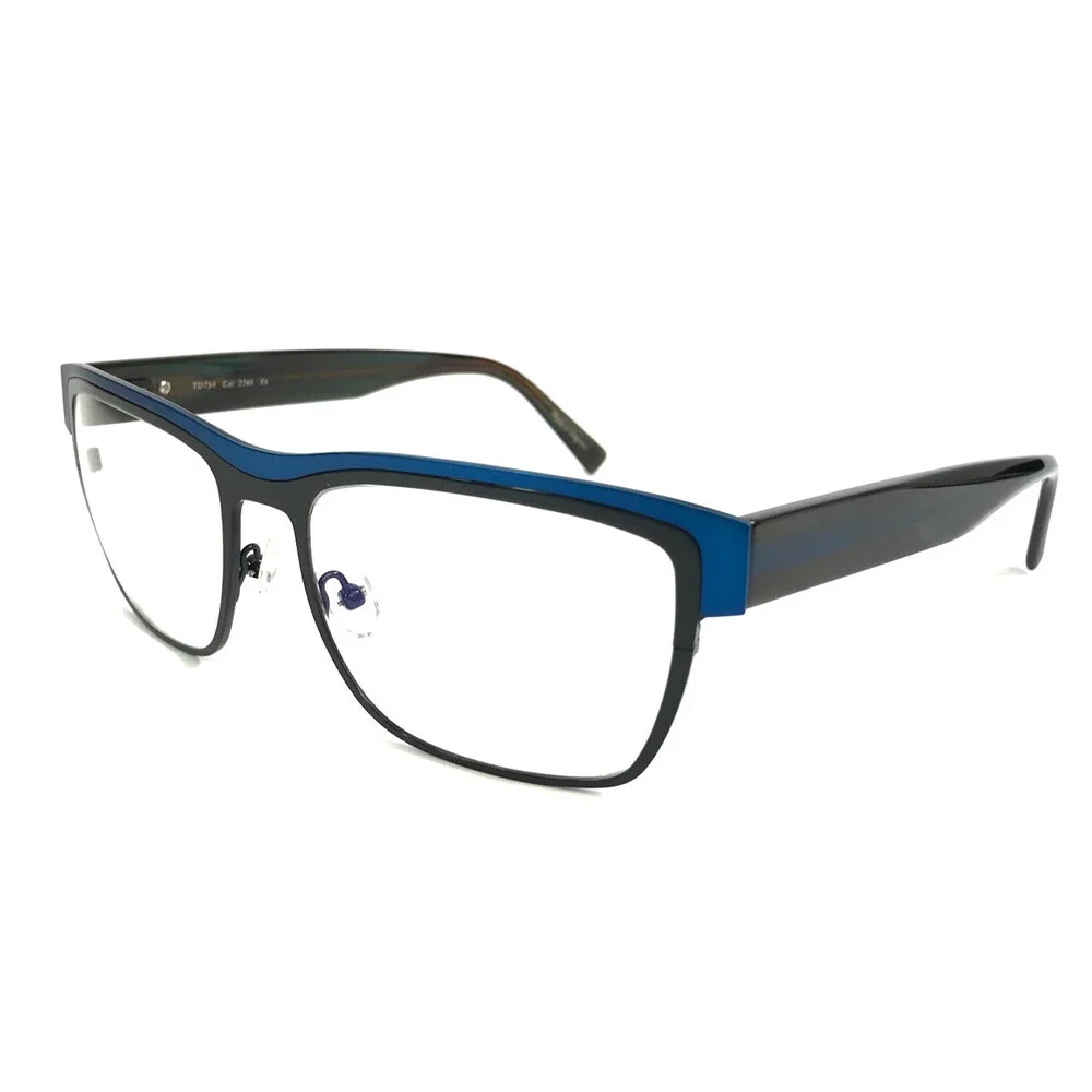 Tom Davies Eyeglasses Frames TD754 Col. 2266 Matte Black Blue Horn 57-18-145